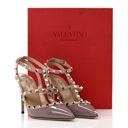 Valentino Garavani Patent Nappa Rockstud Ankle Strap 100mm Pumps 37 Dark Mauve Poudre 9 of 9