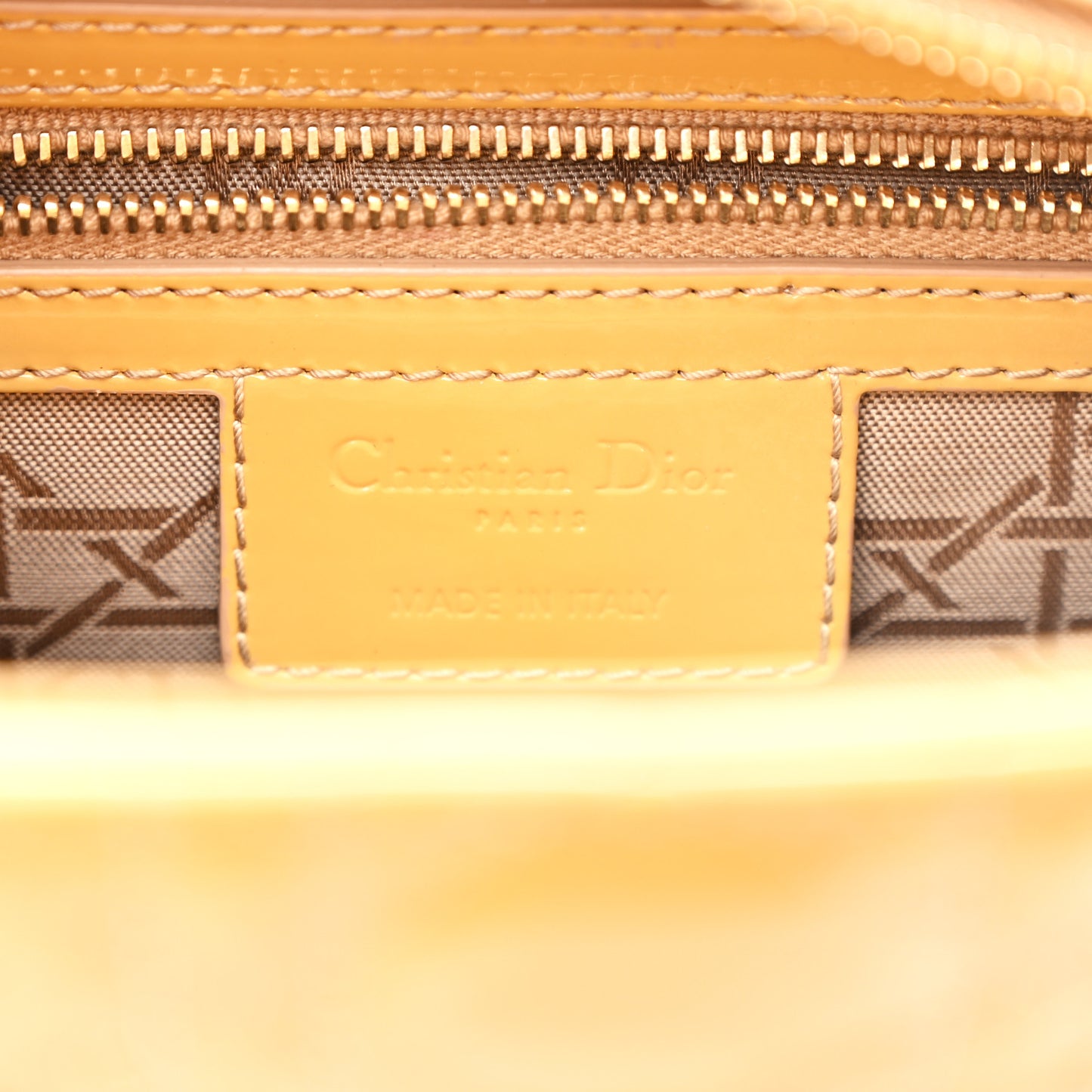 Patent Cannage Medium Lady Dior Dark Beige
