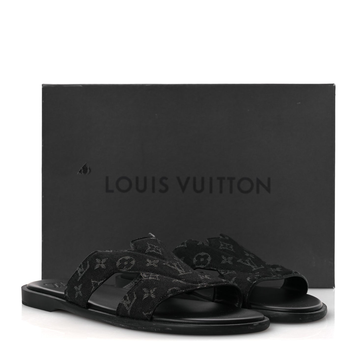 Monogram Denim Mens LV Oasis Mules 9.5 Black