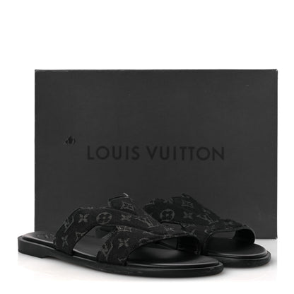 Louis Vuitton Monogram Denim Mens LV Oasis Mules 9.5 Black 11 of 11