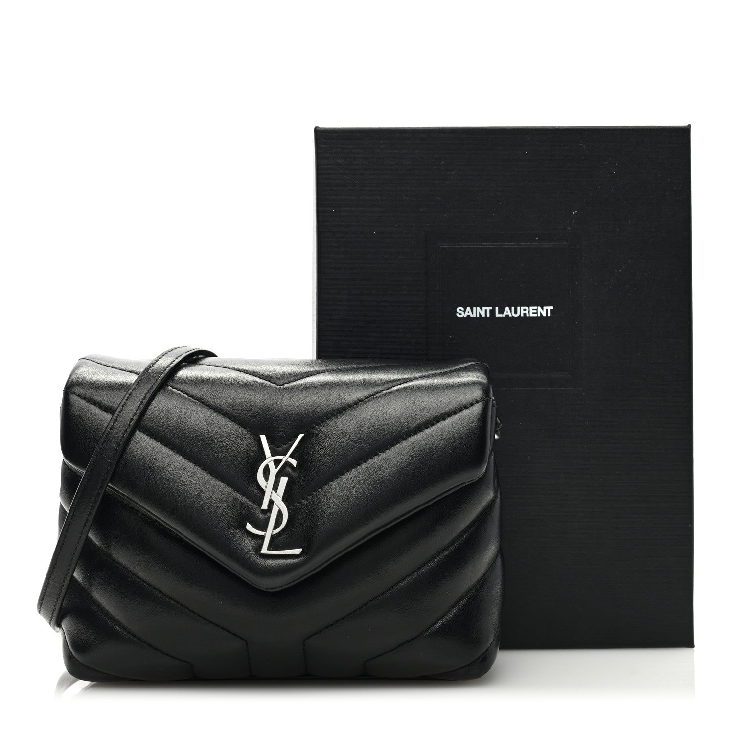 Saint Laurent SAINT LAURENT Calfskin Y Quilted Monogram Toy Loulou Crossbody Bag Black 11 of 11