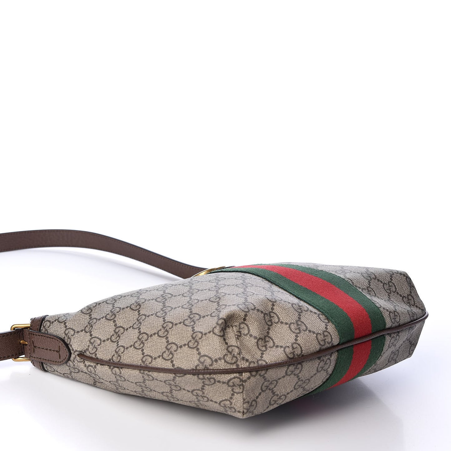 GG Supreme Monogram Web Small Ophidia Half Moon Hobo Brown