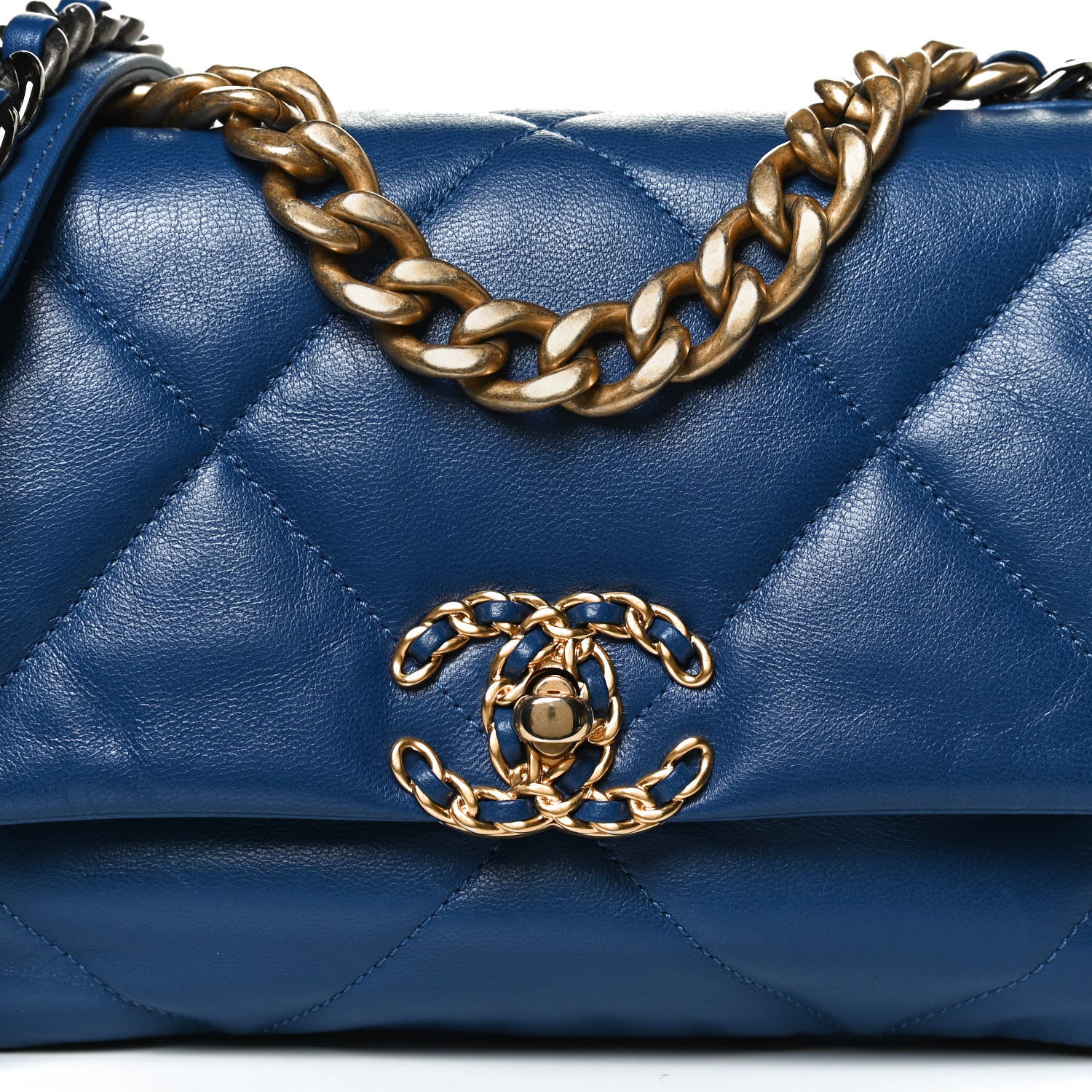 Chanel Goatskin Quilted Medium Chanel 19 Flap Dark Blue 10 of 10