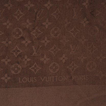 Louis Vuitton Wool Silk Monogram Shawl Chocolate 4 of 5
