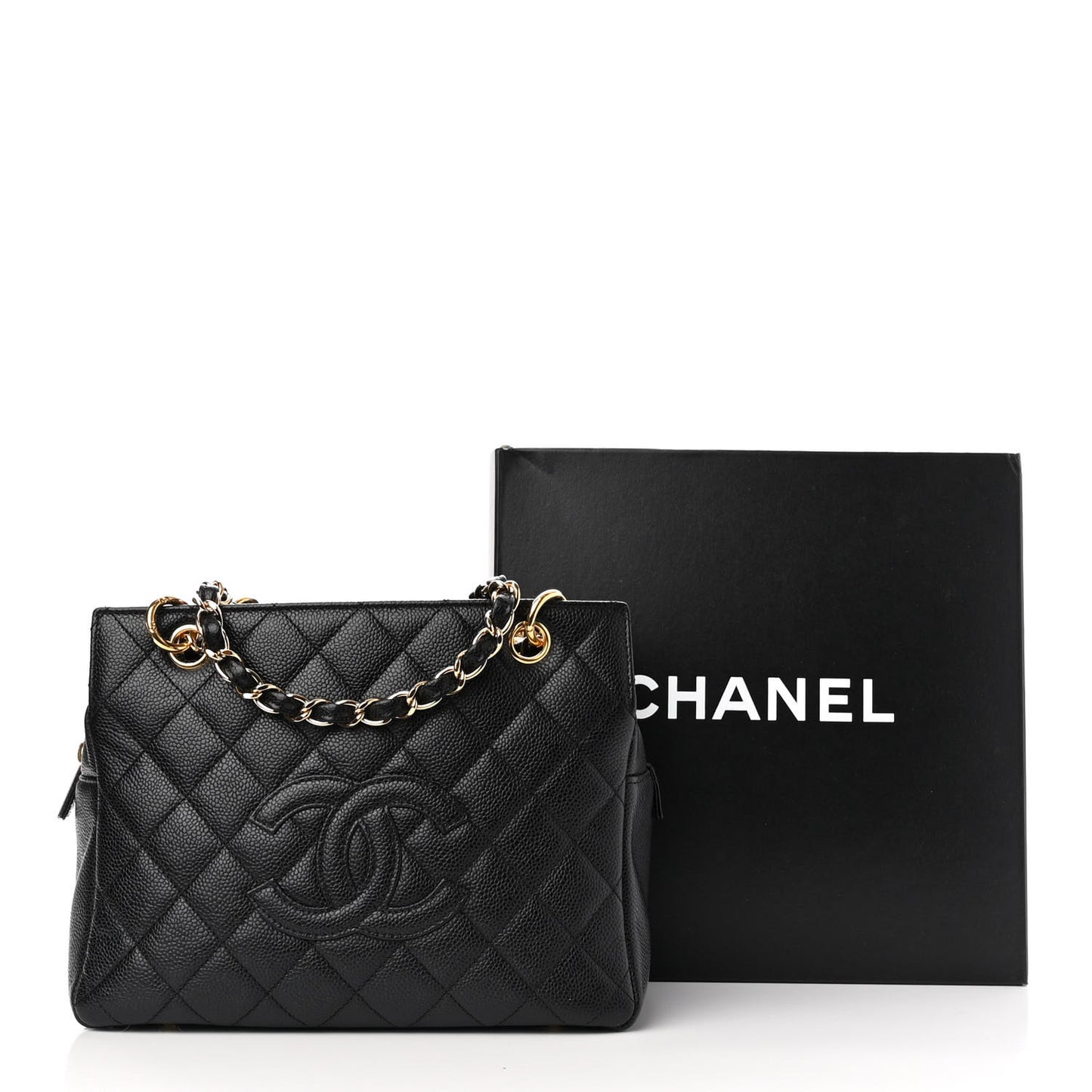 Caviar Quilted Petit Timeless Tote PTT Black