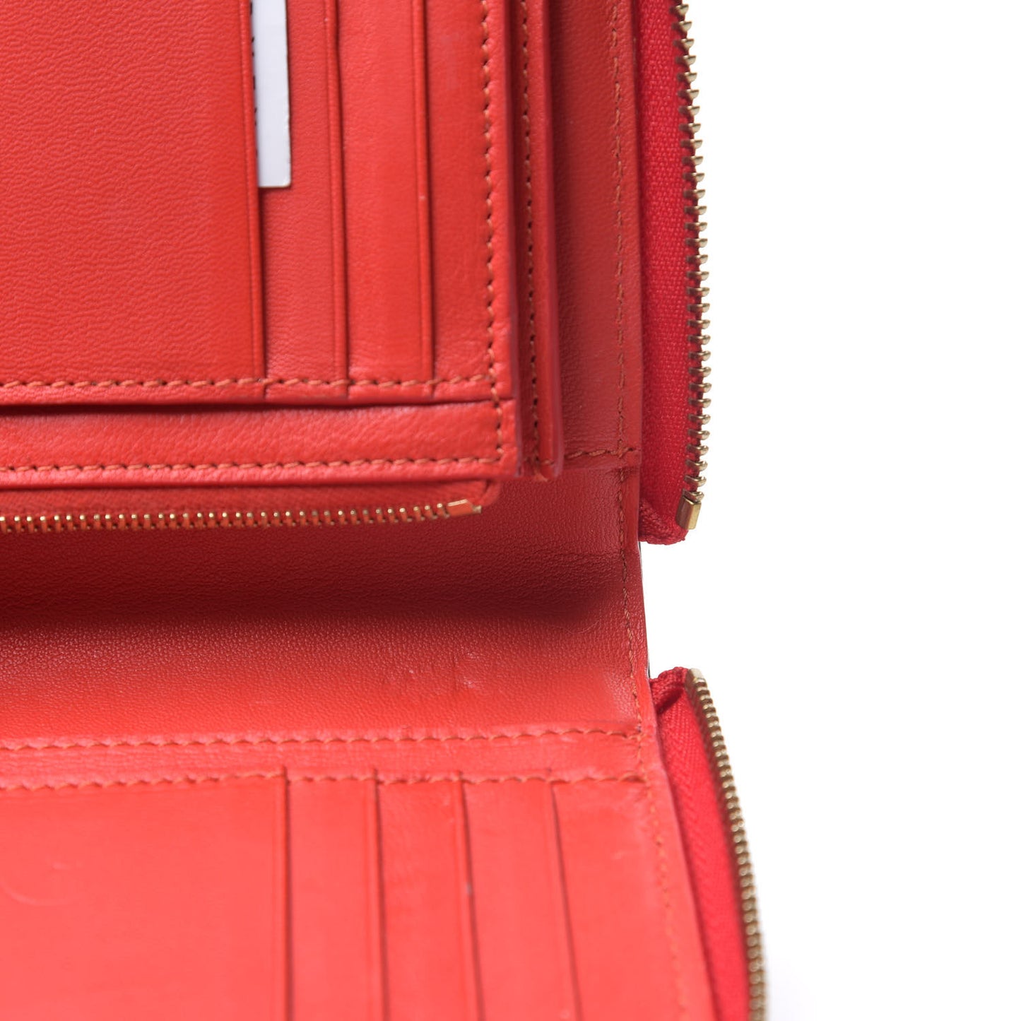 Drummed Calfskin Zip Around Multifunction Wallet Coquelicot