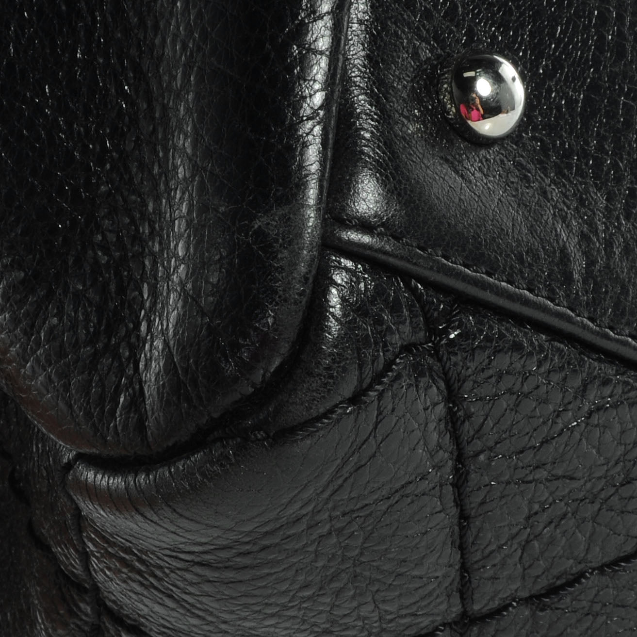 Glazed Calfskin Large On The Road Large Frame Tote Black