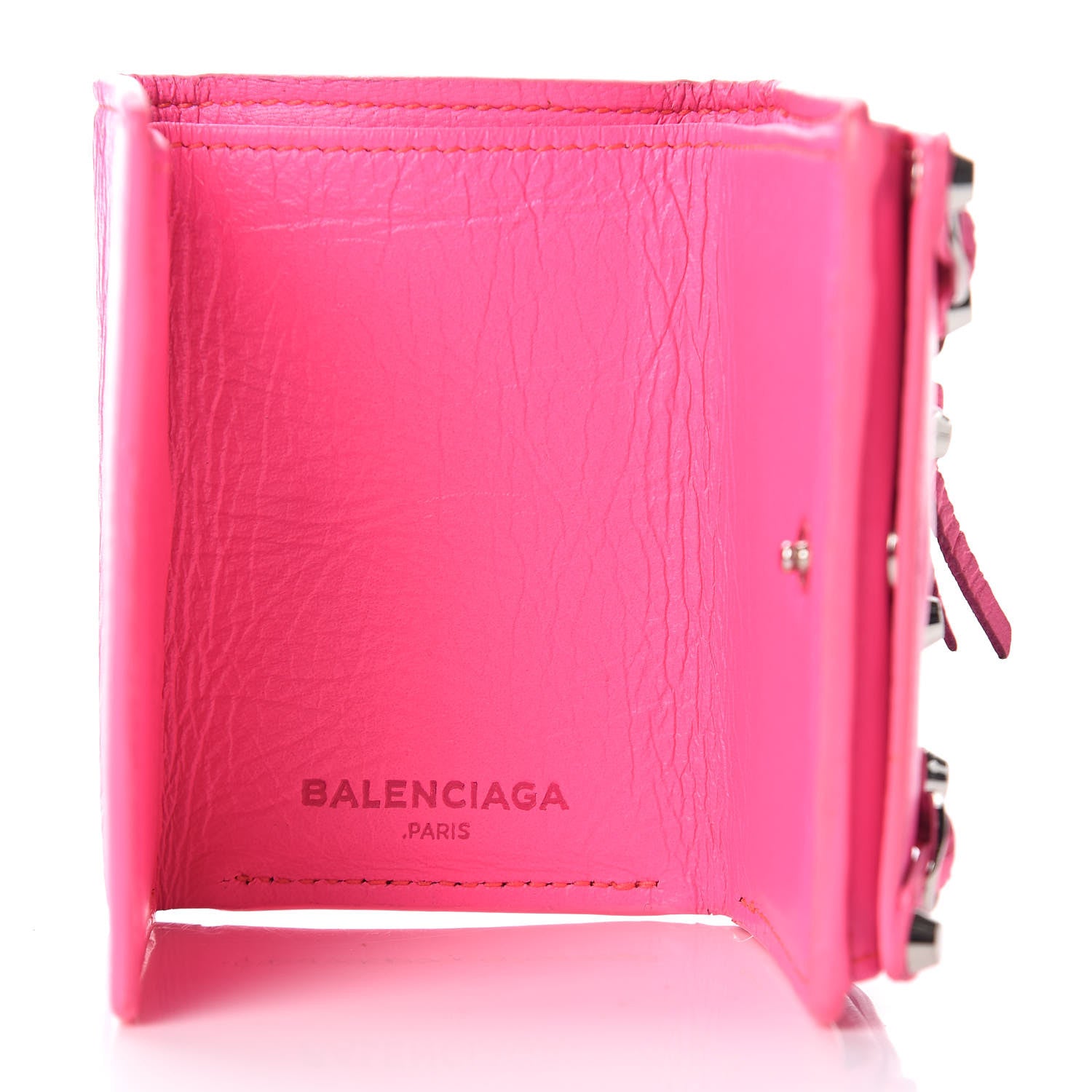 Balenciaga Agneau Arena Classic Hardware Mini Wallet Rose Fluo 5 of 12