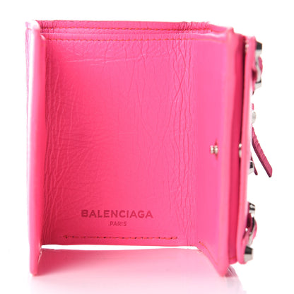Balenciaga Agneau Arena Classic Hardware Mini Wallet Rose Fluo 5 of 12