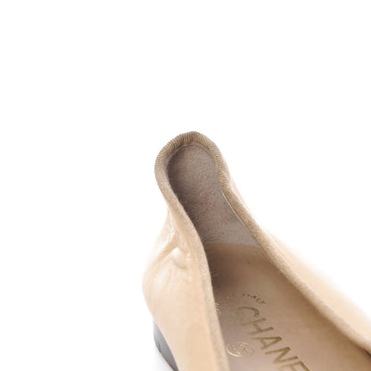Chanel Lambskin Cap Toe Ballerina Flats 36.5 Beige Black 14 of 22