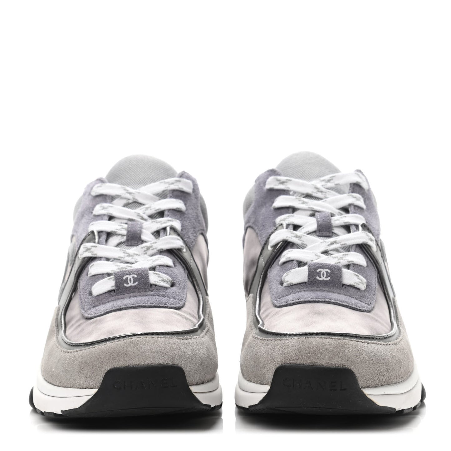 Fabric Calfskin Suede CC Sneakers 39 Dark Grey