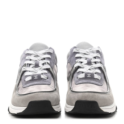 Chanel Fabric Calfskin Suede CC Sneakers 39 Dark Grey 2 of 4