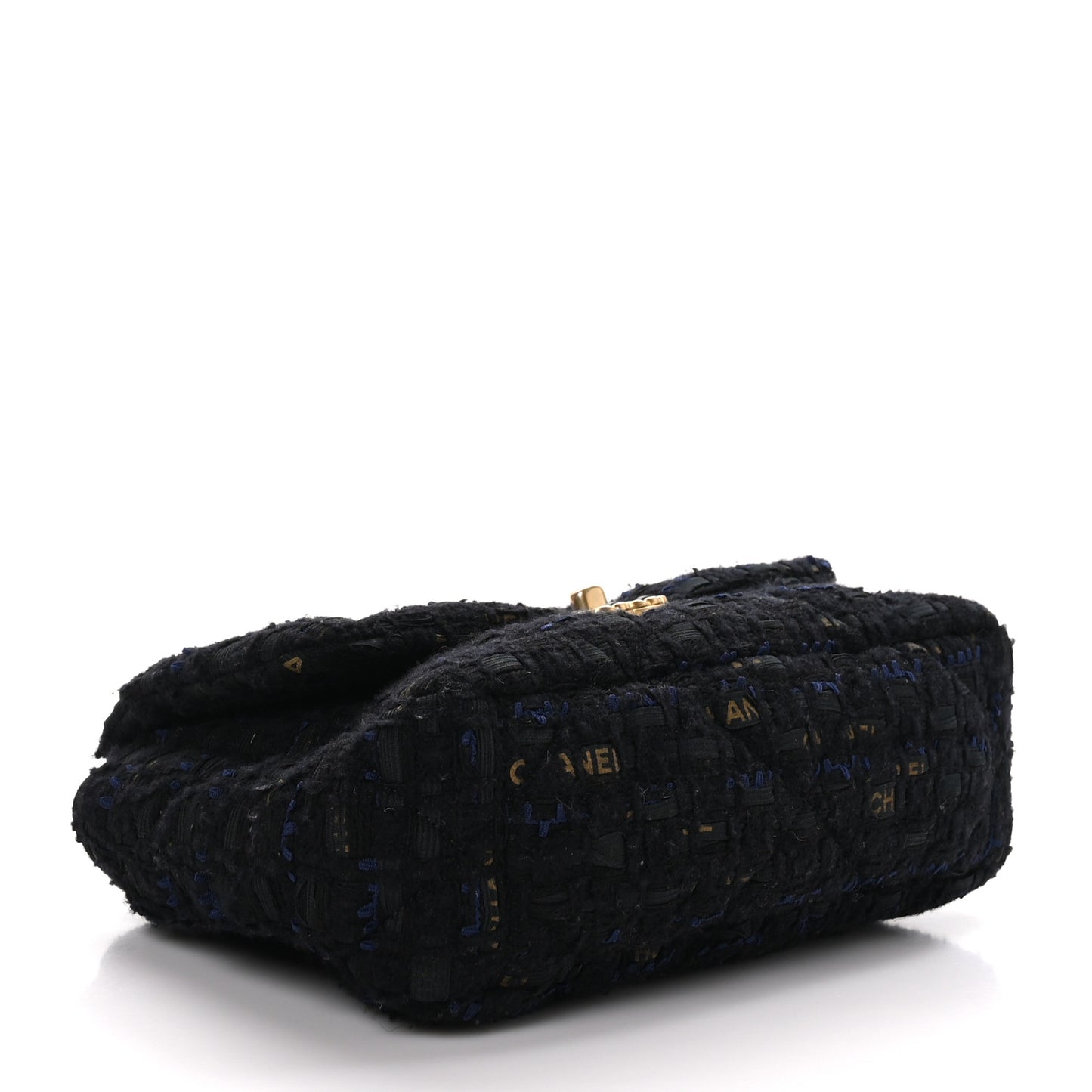 Tweed Quilted Medium Chanel 19 Flap Black Navy Gold