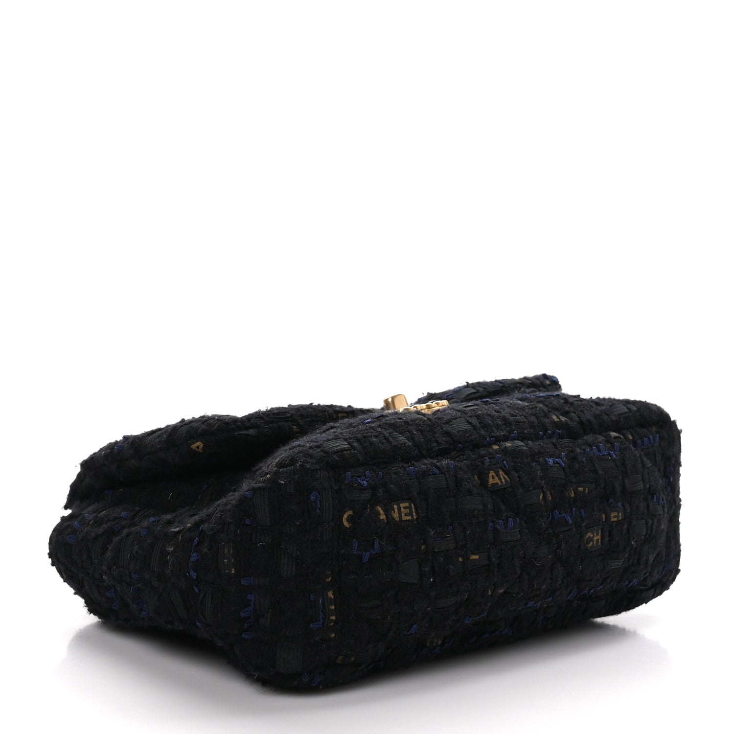 Chanel Tweed Quilted Medium Chanel 19 Flap Black Navy Gold 4 of 10