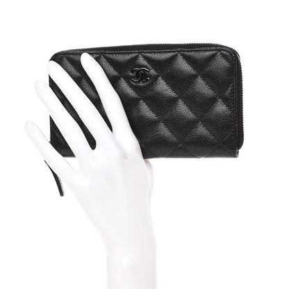 Chanel Iridescent Caviar Quilted Medium Zip Around Wallet Black 2 of 9