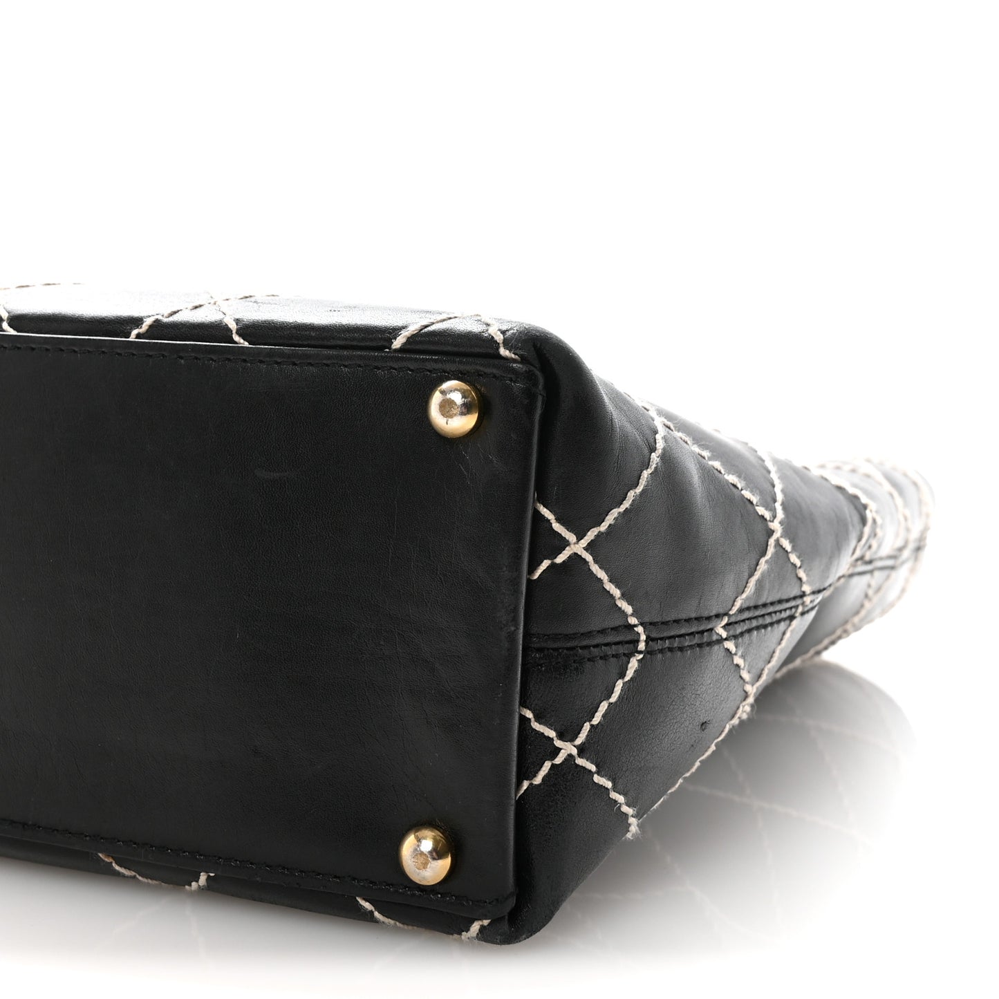 Calfskin Wild Stitch Large Tote Black