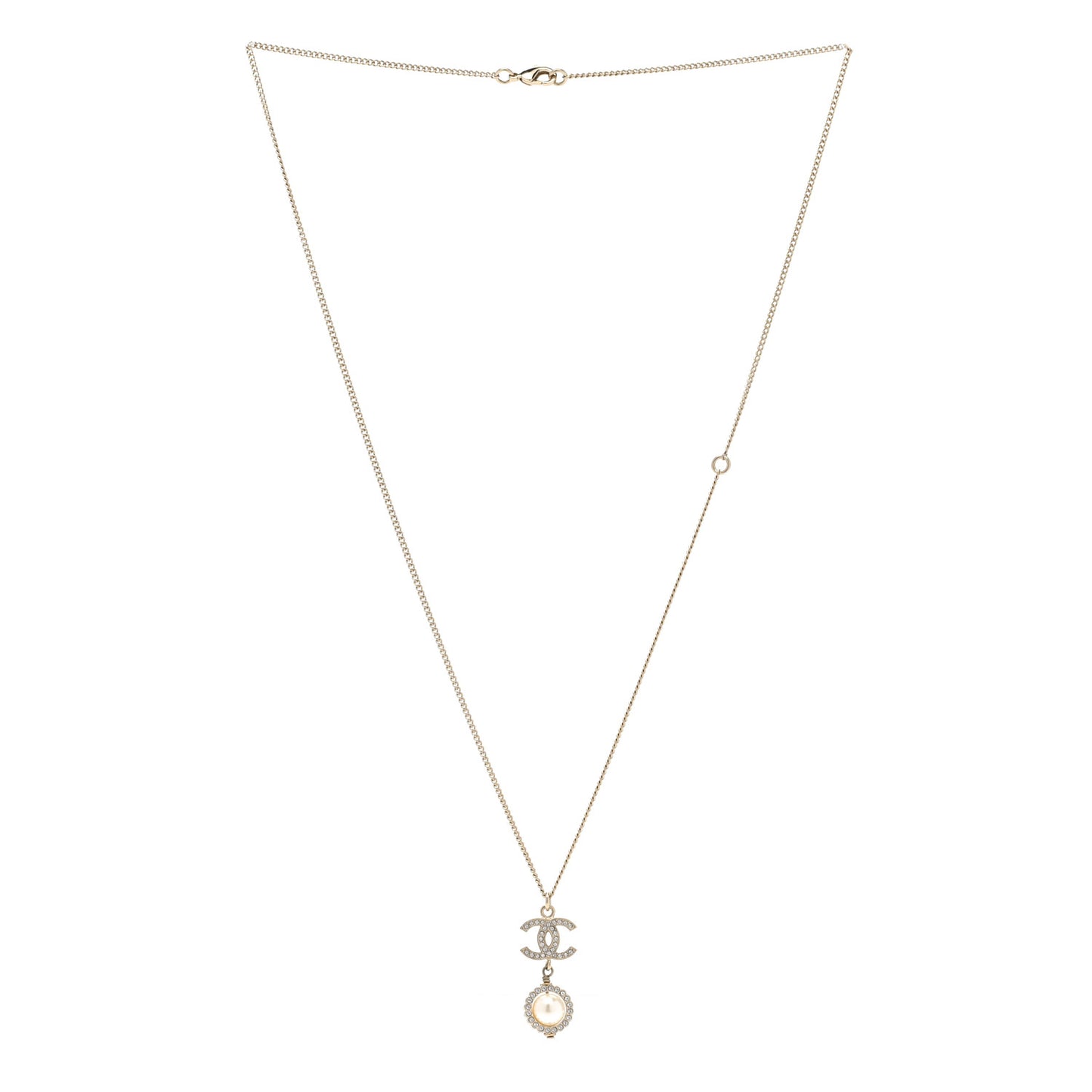 Crystal Pearl CC Lace Camellia Necklace Gold