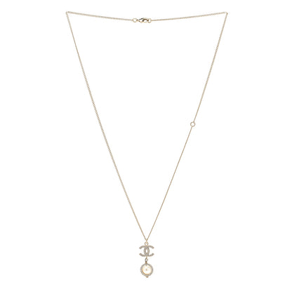 Chanel Crystal Pearl CC Lace Camellia Necklace Gold 3 of 5