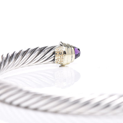 David Yurman Sterling Silver 14K Yellow Gold Amethyst 5mm Cable Classics Petite Color Bracelet 4 of 5