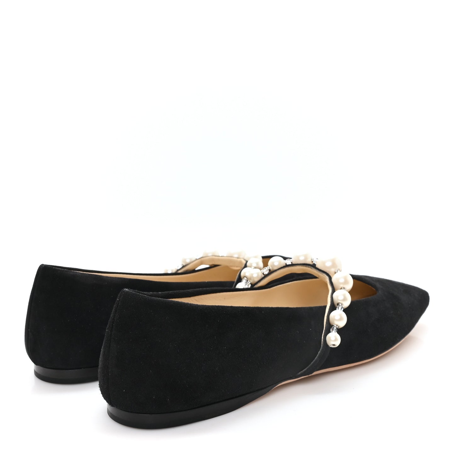 Suede Pearl Embellished Ade Flat 36.5 Black