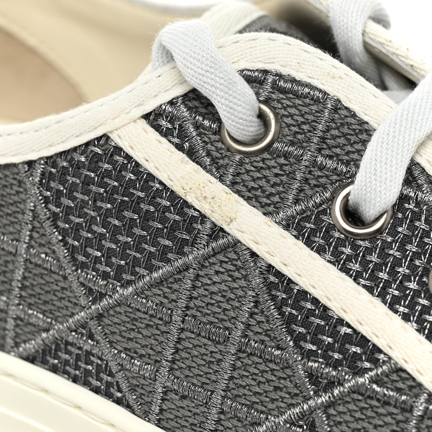 Christian Dior Laminated Canvas Cannage Embroidered Womens Walk'N'Dior Low Top Sneakers 37.5 Metal Grey 11 of 11