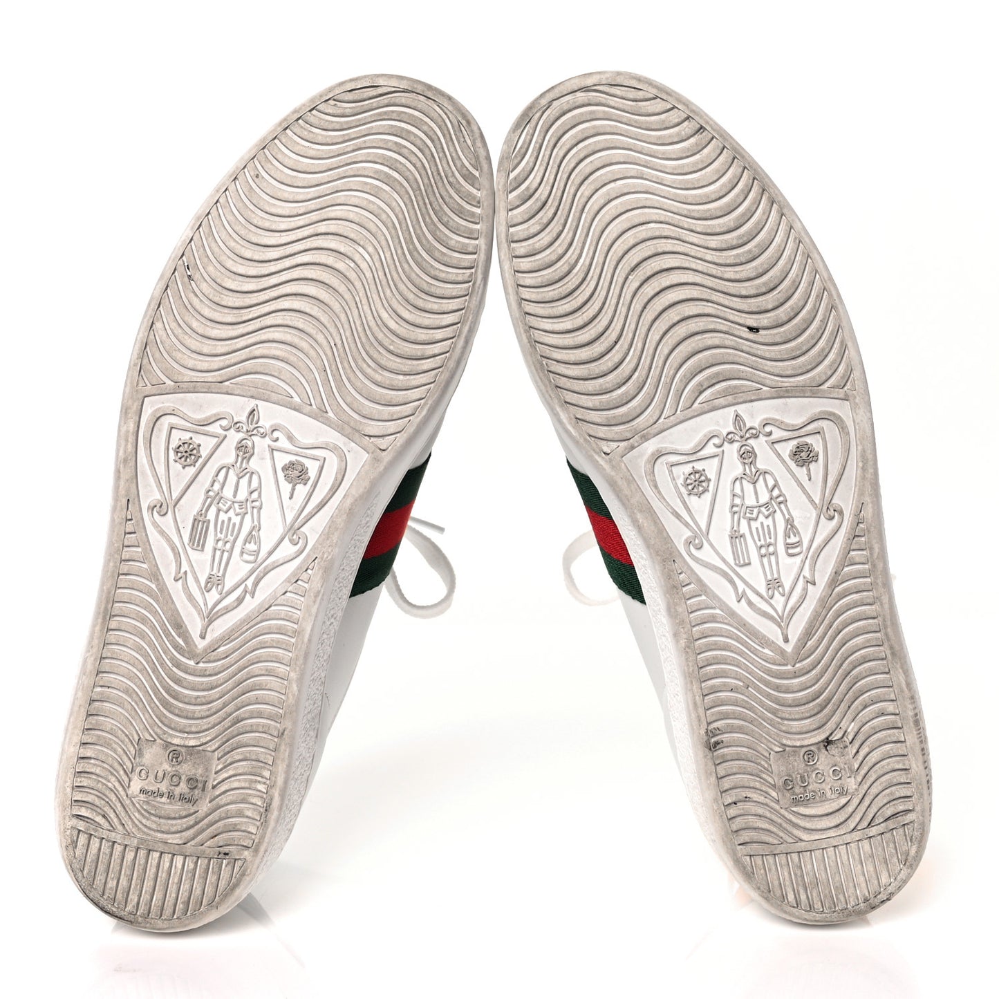 Calfskin Ayers Bee Embroidered Womens Ace Sneakers 37.5 White Green