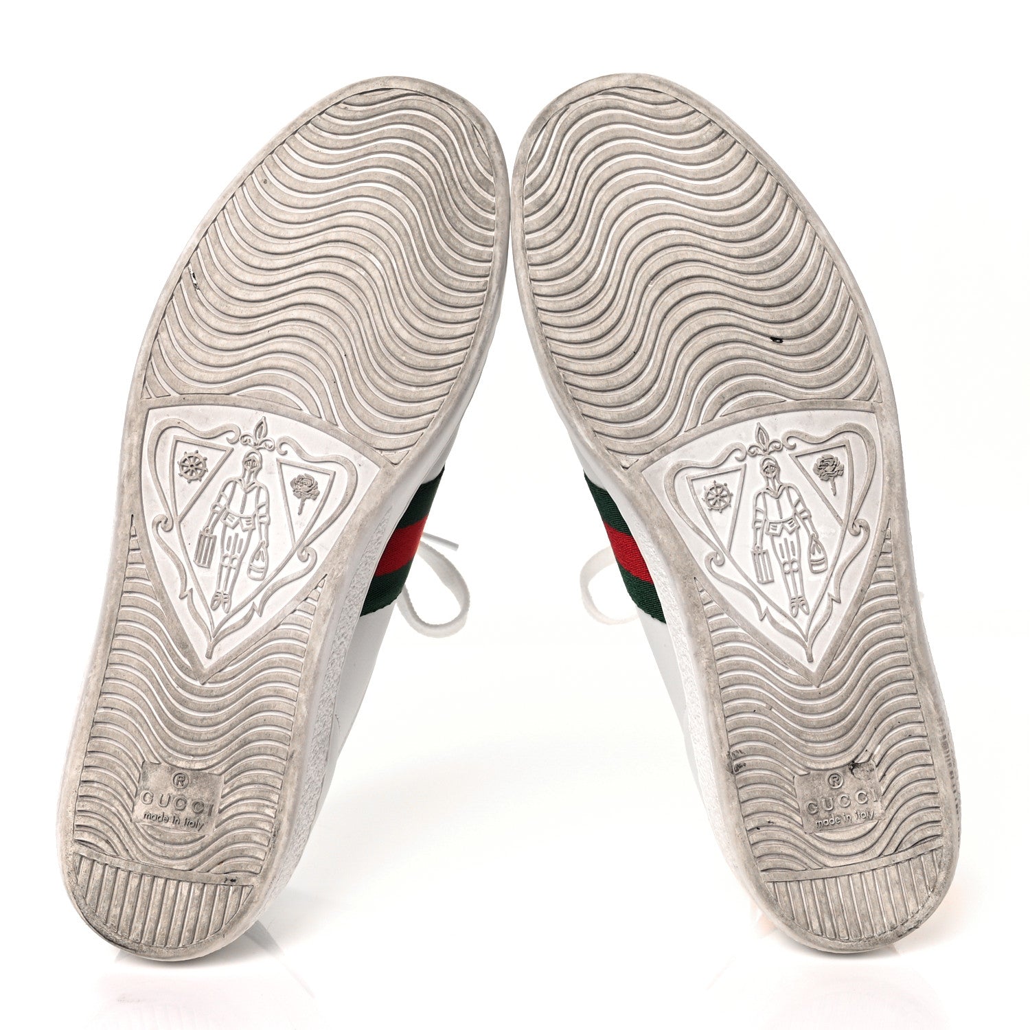 Gucci Calfskin Ayers Bee Embroidered Womens Ace Sneakers 37.5 White Green 6 of 8