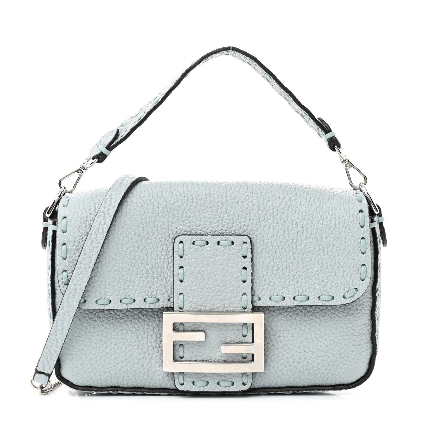 Cuoio Roma Sellerissima Nappa Sintetica Tape Stitch Mini Baguette Anice