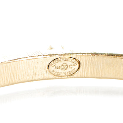 Chanel Crystal CC Hoop Earrings Gold Pale Pink 3 of 6