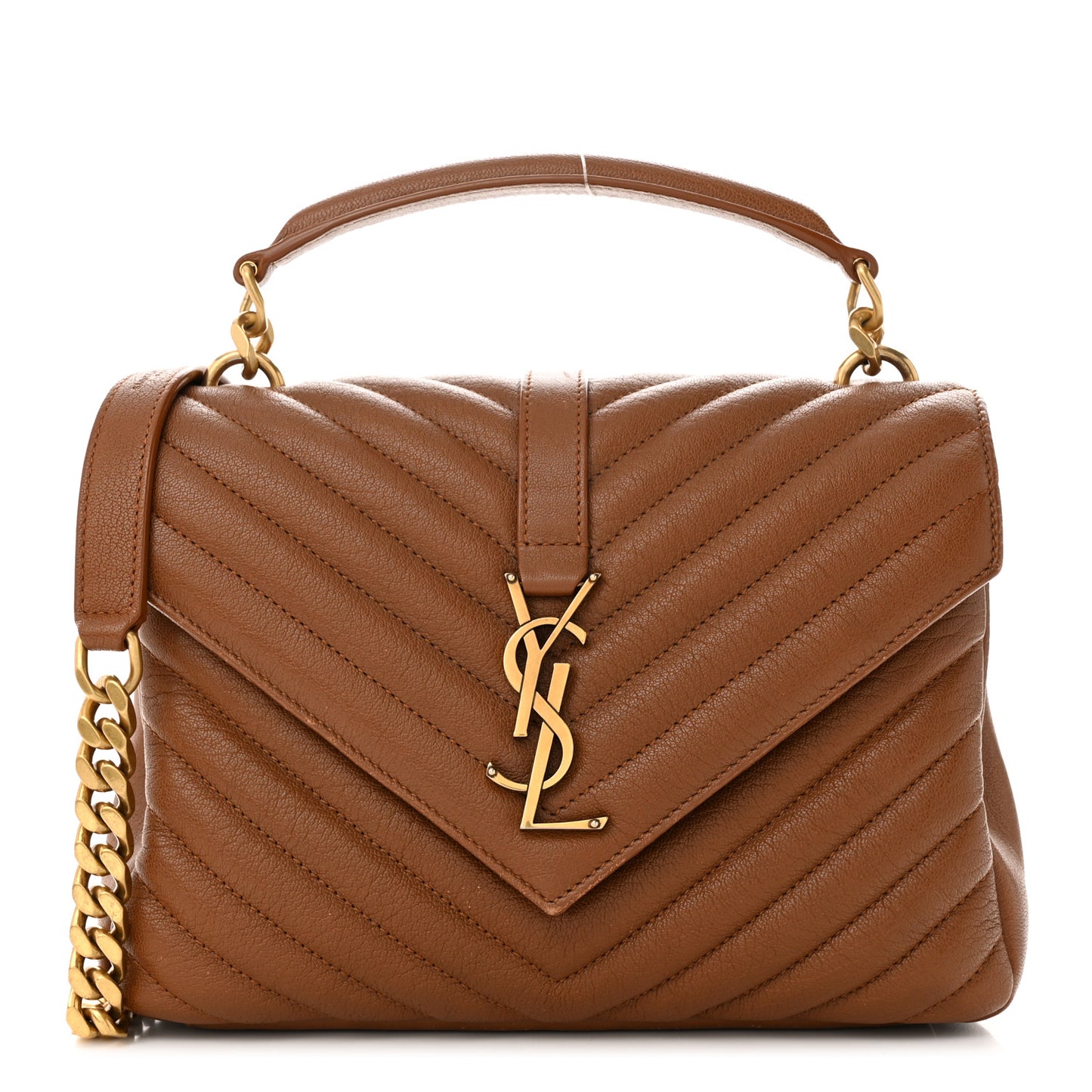 Sheepskin Matelasse Chevron Monogram Medium College Bag Brick