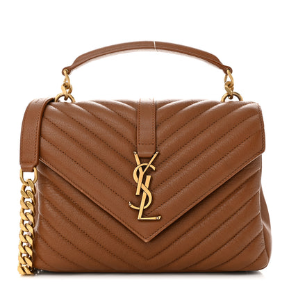 Saint Laurent Sheepskin Matelasse Chevron Monogram Medium College Bag Brick 1 of 14