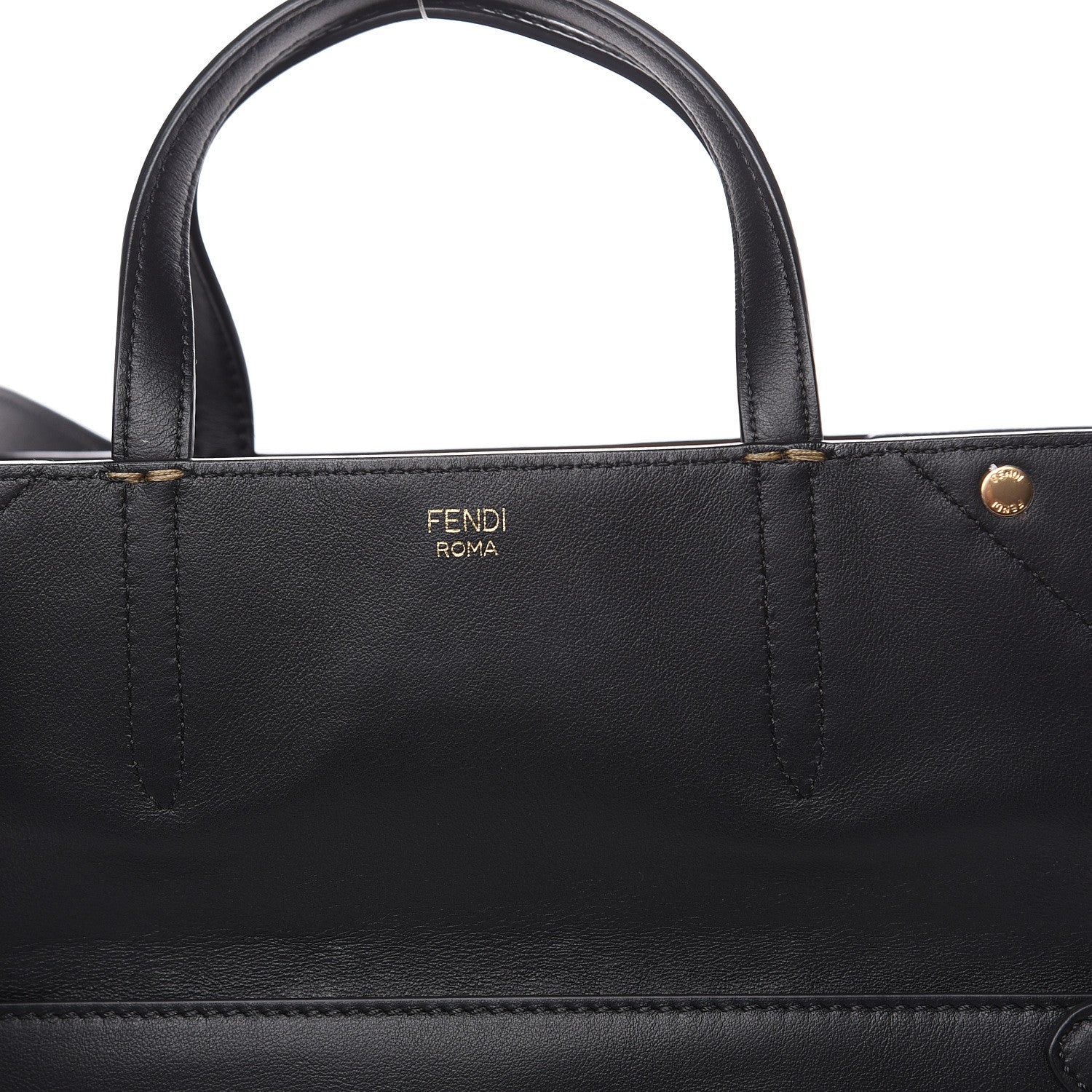 Fendi Vitello Grace Bi-Color FF 1974 Embossed Flip Tote Black Maya 12 of 14