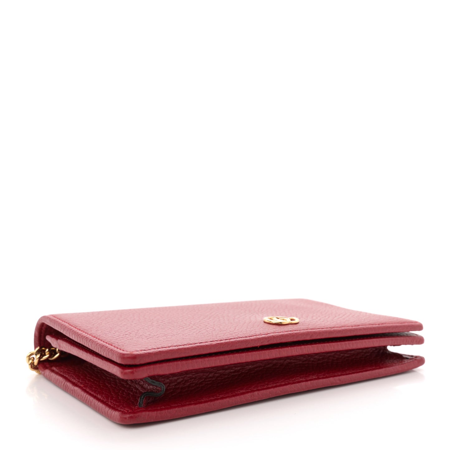 Dollar Calfskin Mini GG Marmont Chain Wallet Hibiscus Red