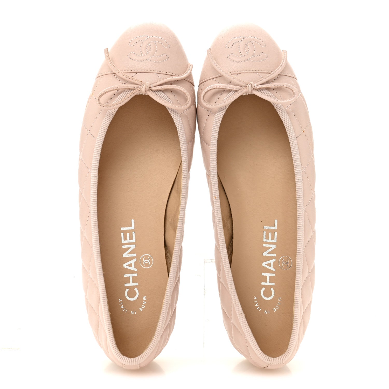Chanel Lambskin Quilted CC Cap Toe Ballerina Flats 36 Light Pink 2 of 9