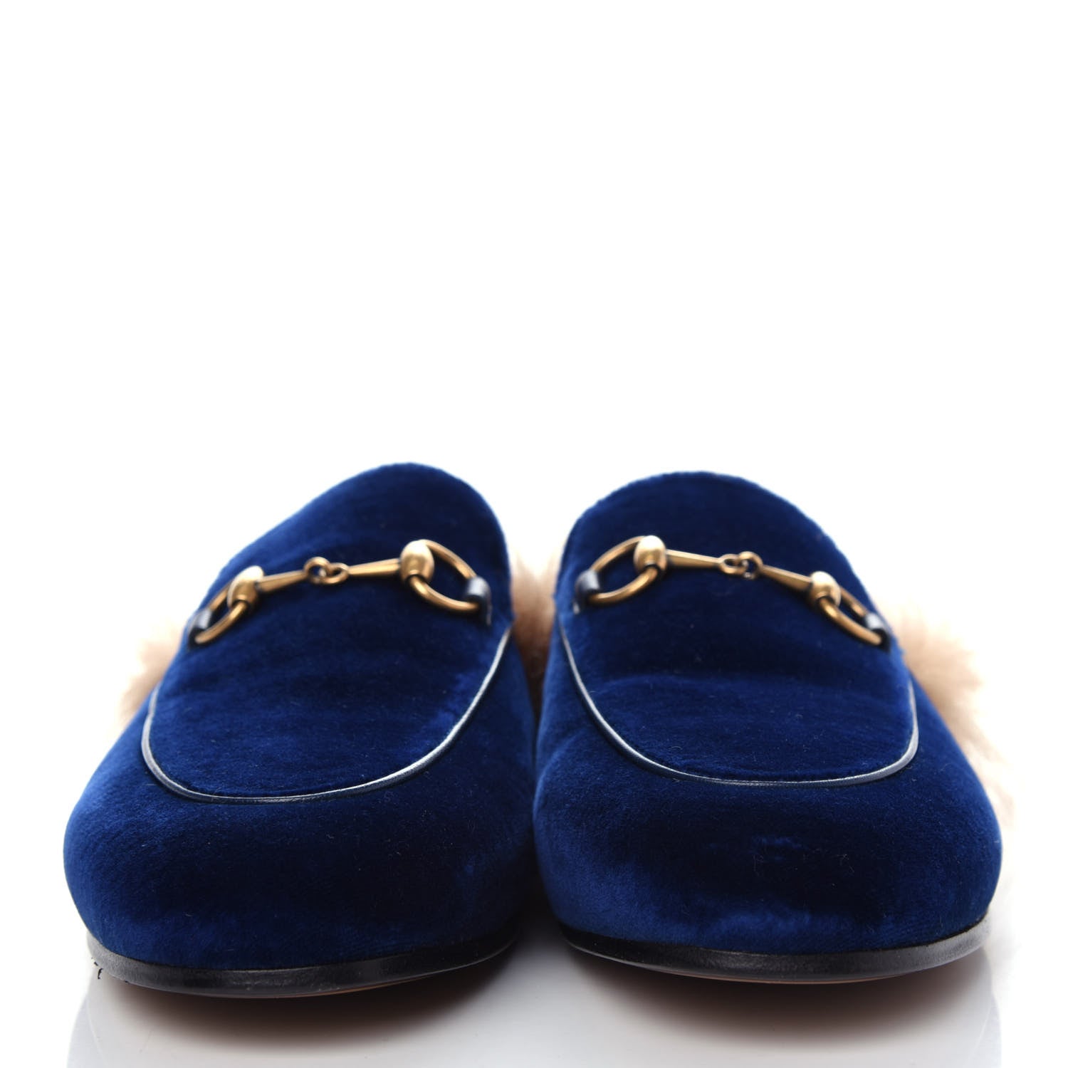 Gucci Velvet Fur Womens Princetown Slippers 36 Cobalt Blue 2 of 11
