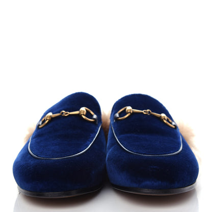Gucci Velvet Fur Womens Princetown Slippers 36 Cobalt Blue 2 of 11