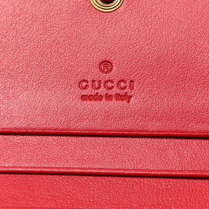 Gucci Calfskin Matelasse GG Marmont Card Case Wallet Hibiscus Red 7 of 8
