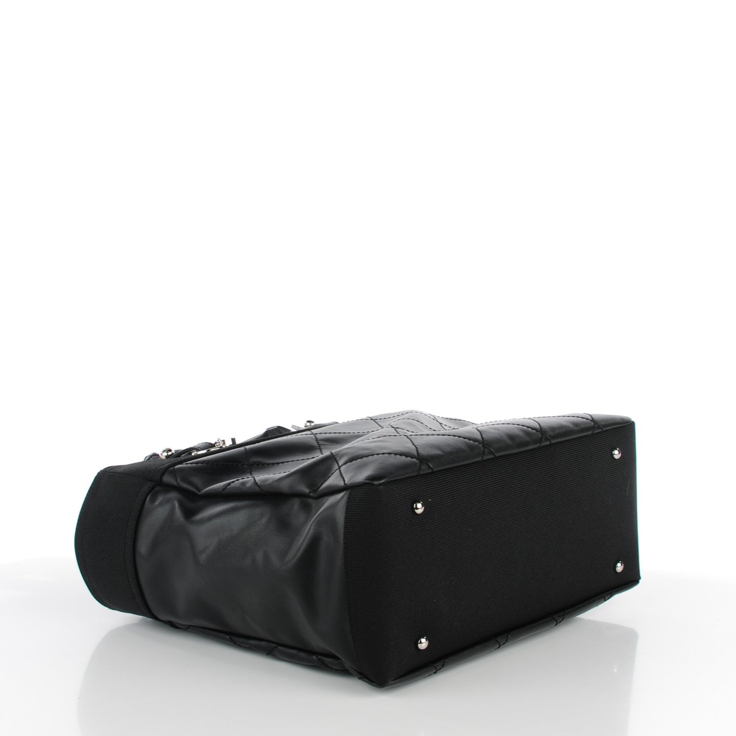 Coated Canvas Quilted Large Paris Biarritz Tote Black