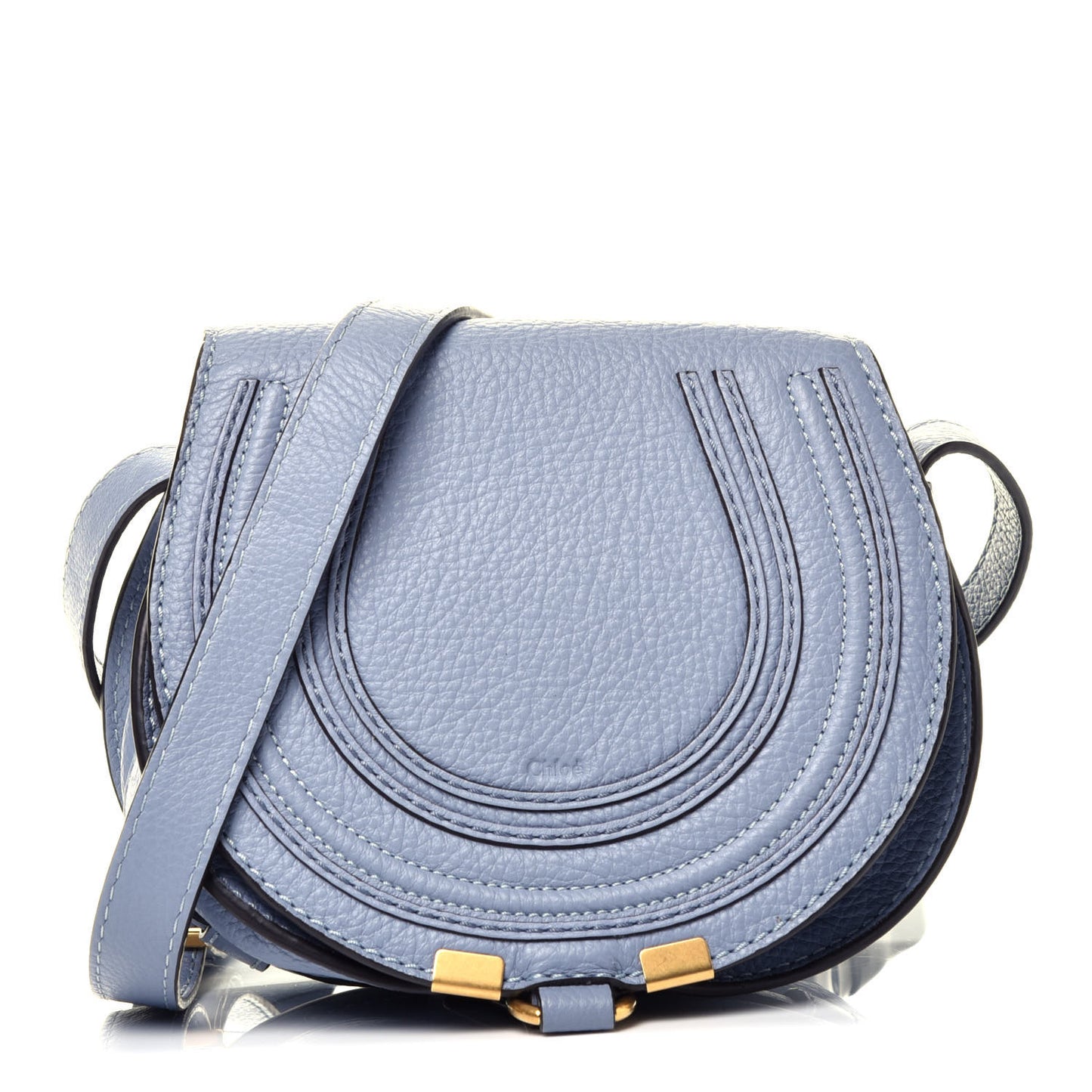 Calfskin Mini Marcie Round Crossbody Bag Washed Blue