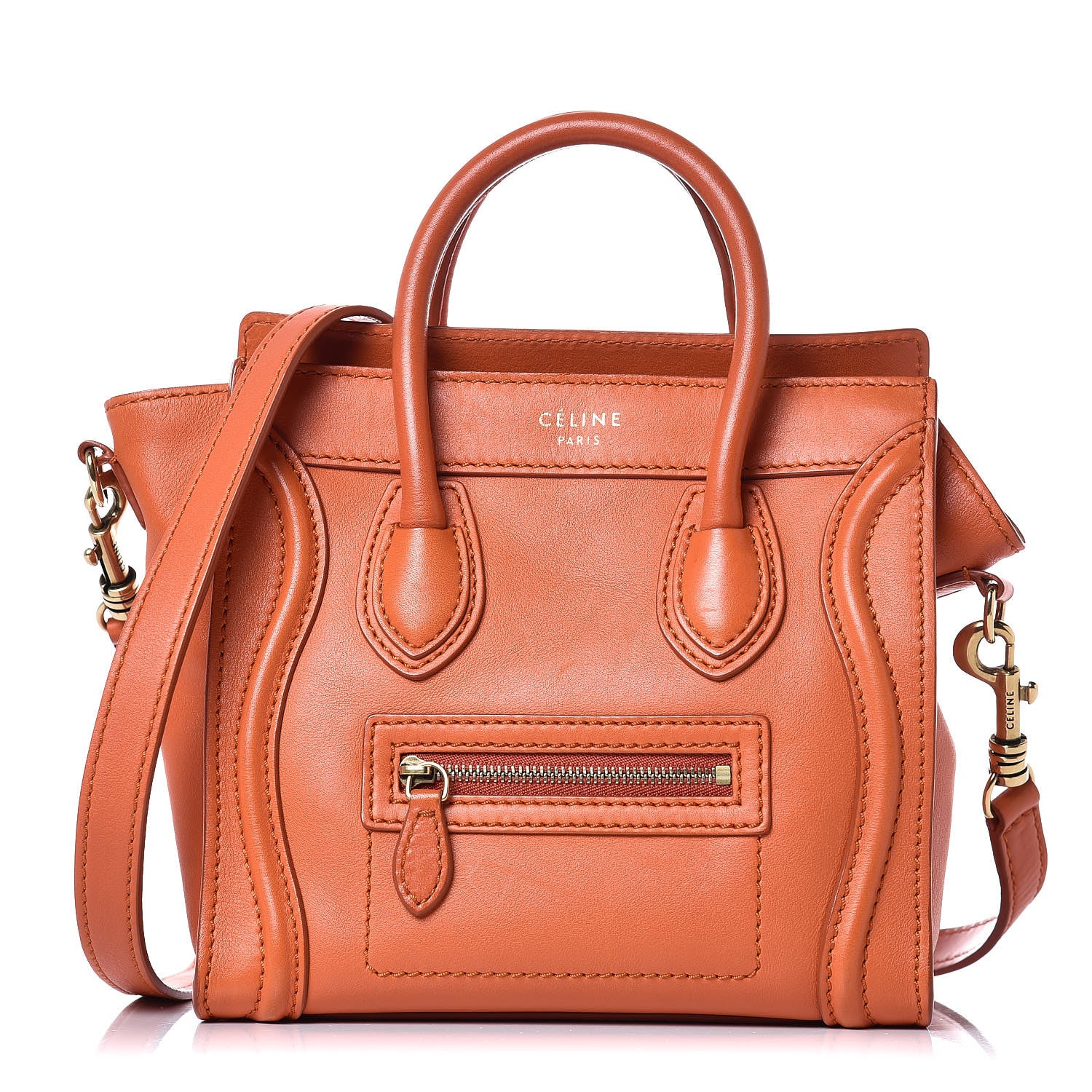 Celine Smooth Calfskin Nano Luggage Orange 1 of 12