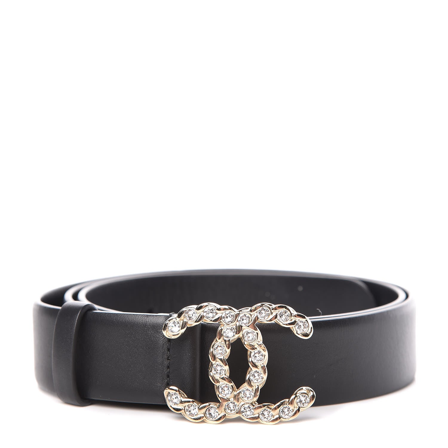 Chanel Calfskin Crystal CC Chain Belt 95 38 Black 1 of 7