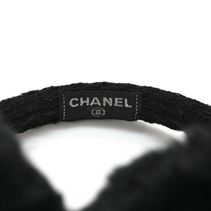 Chanel Shearling Tweed Studded CC Ear Muffs Black 5 of 6