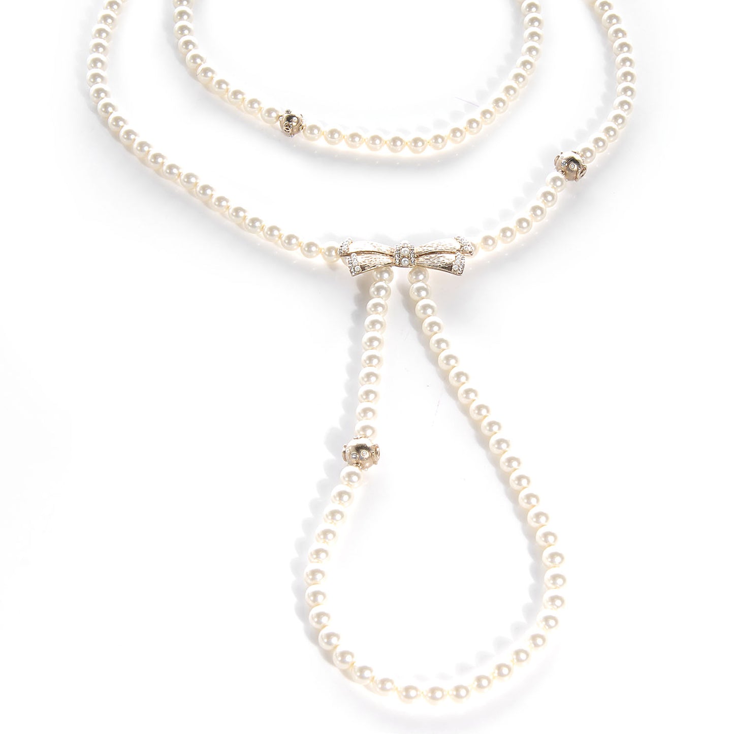 Pearl Bow Long Necklace