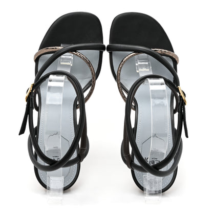 Fendi Nappa Metallic Ayers Fendi First 95mm Strappy Sandals 39 Black Chocolate Stagno 2 of 8