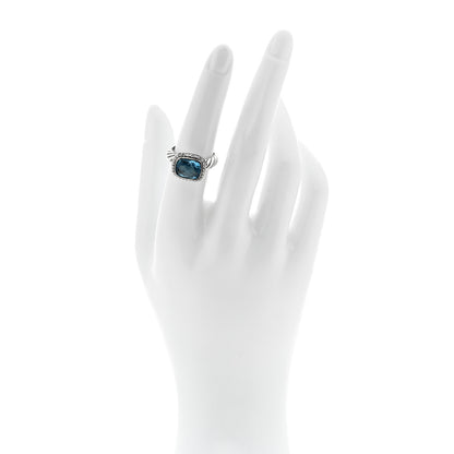 David Yurman Sterling Silver Diamond Blue Topaz 10mm Noblesse Ring 53 6.25 2 of 5