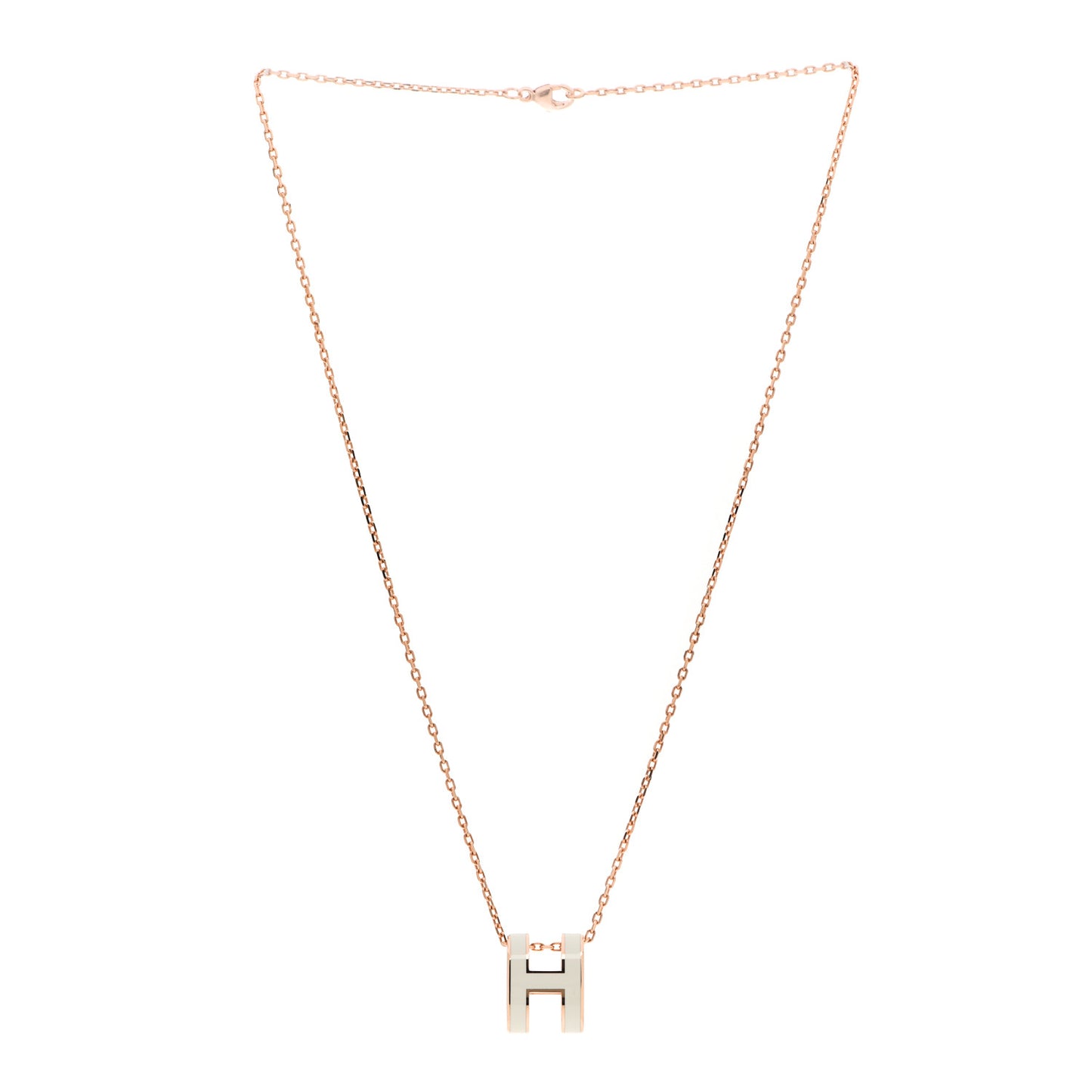 Lacquered Rose Gold Pop H Pendant Necklace White