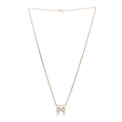 Hermes Lacquered Rose Gold Pop H Pendant Necklace White 3 of 6
