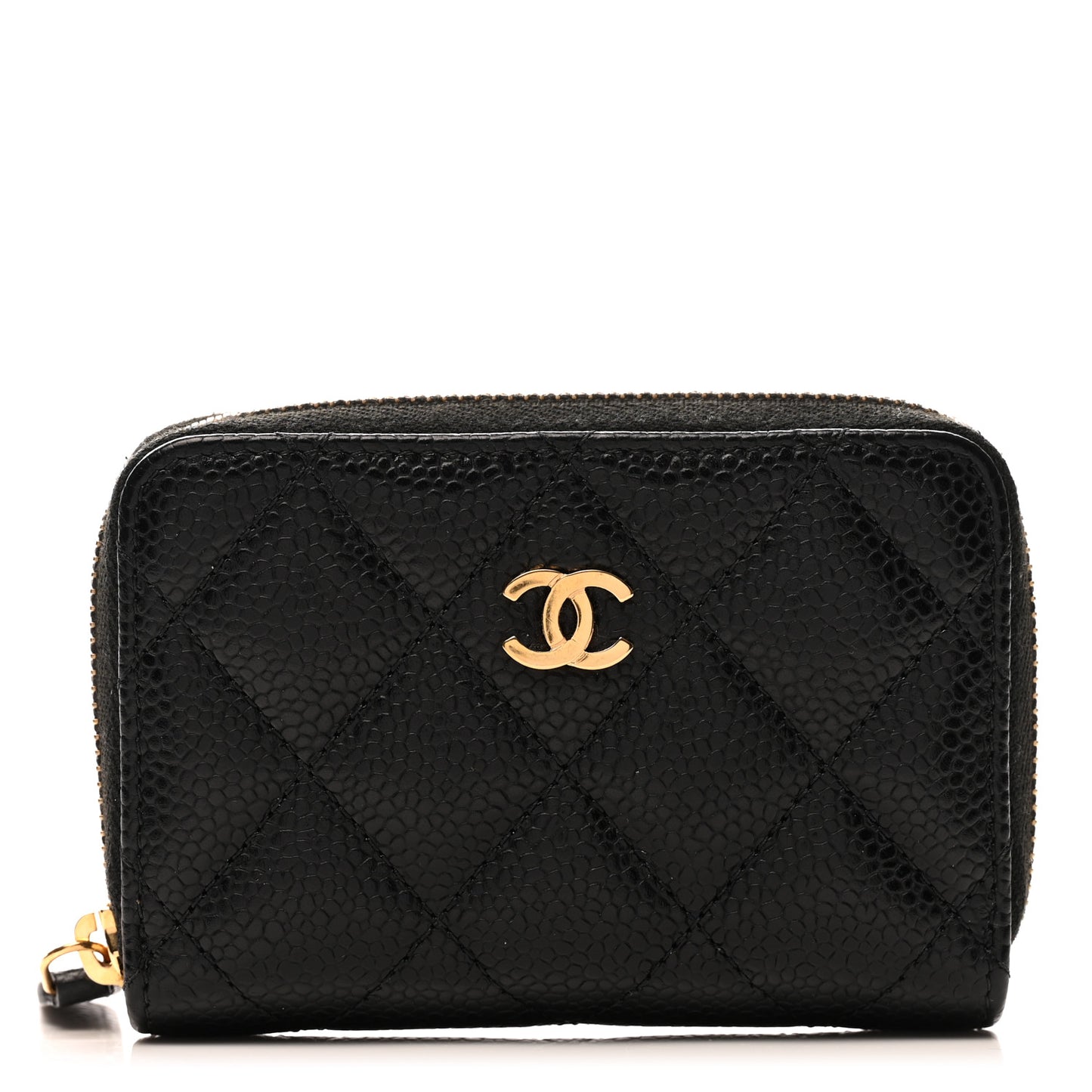 Caviar Quilted Classic Zipped Coin Purse Black