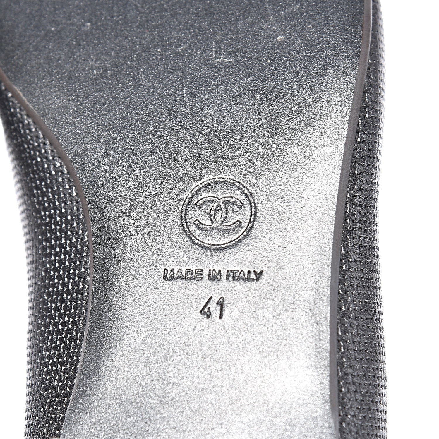 Chanel Metallic Calfskin Grosgrain CC Mocassin Loafers 41 Argent Fonce 6 of 8