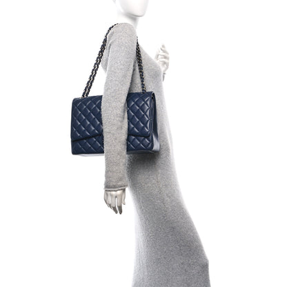 Chanel Lambskin Quilted Maxi Double Flap Dark Blue 2 of 11